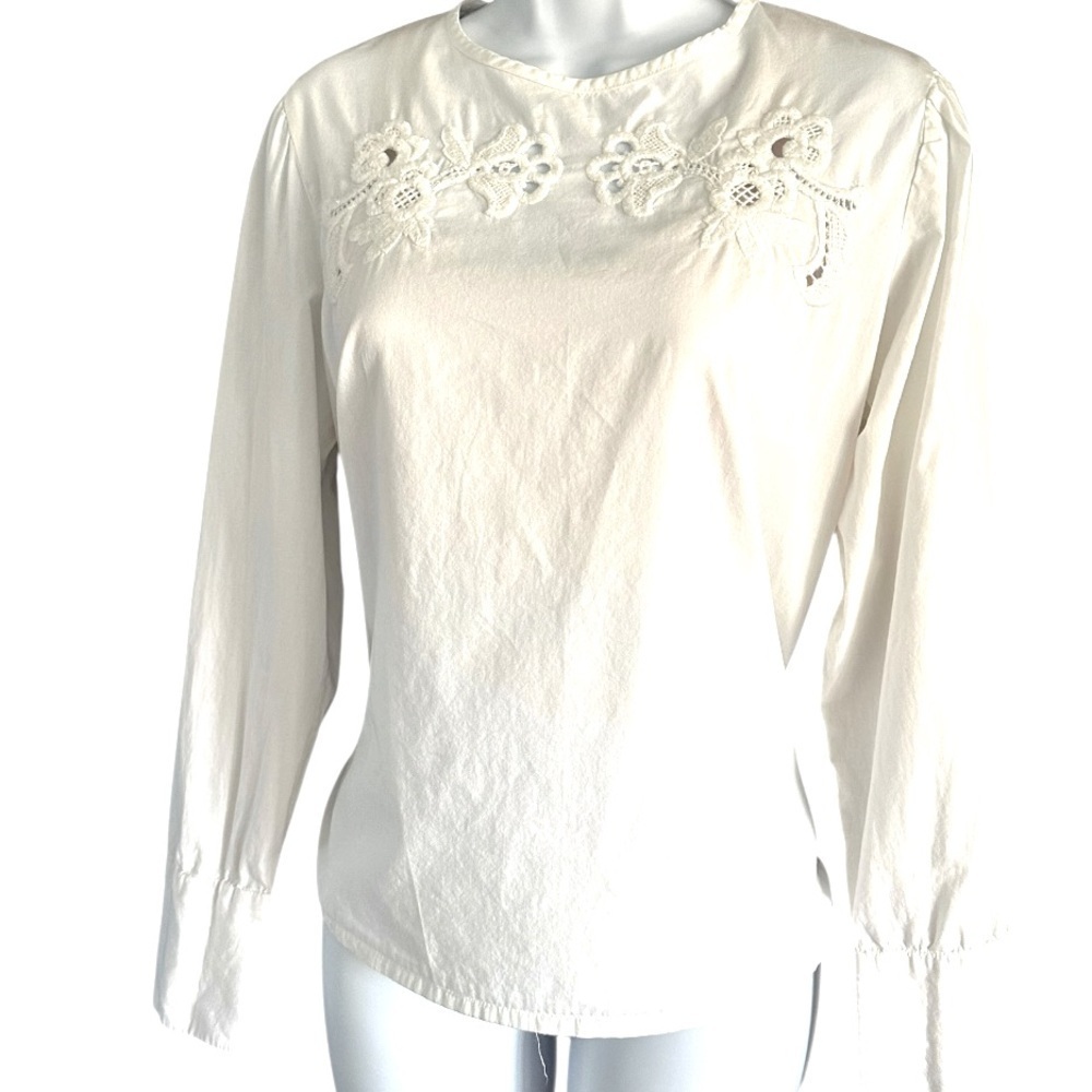 Bohme | White Embroidered Top Sz M EUC - Picture 3 of 12